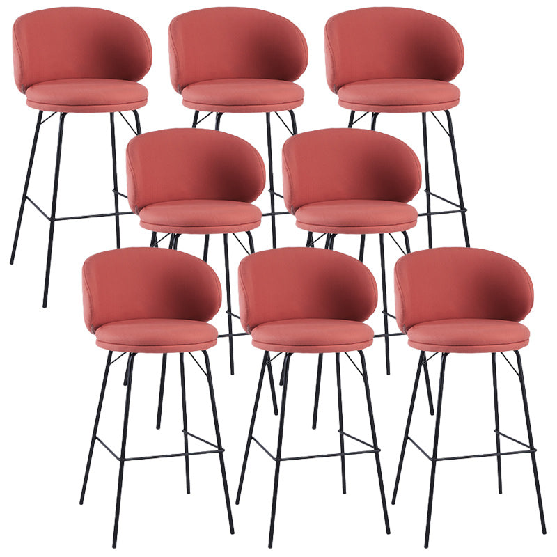 Modern Backrest Armless Counter Stool Upholstered Bar Stool with Metal 4 Legs Red 8 Piece Set Bar Stool(30"H) Clearhalo 'Bar Furniture' 'Bar Stools' 'bar_stools' 'furn' 'furn_bar_stools' 'Furniture' 'Kitchen & Dining Furniture' 5268335