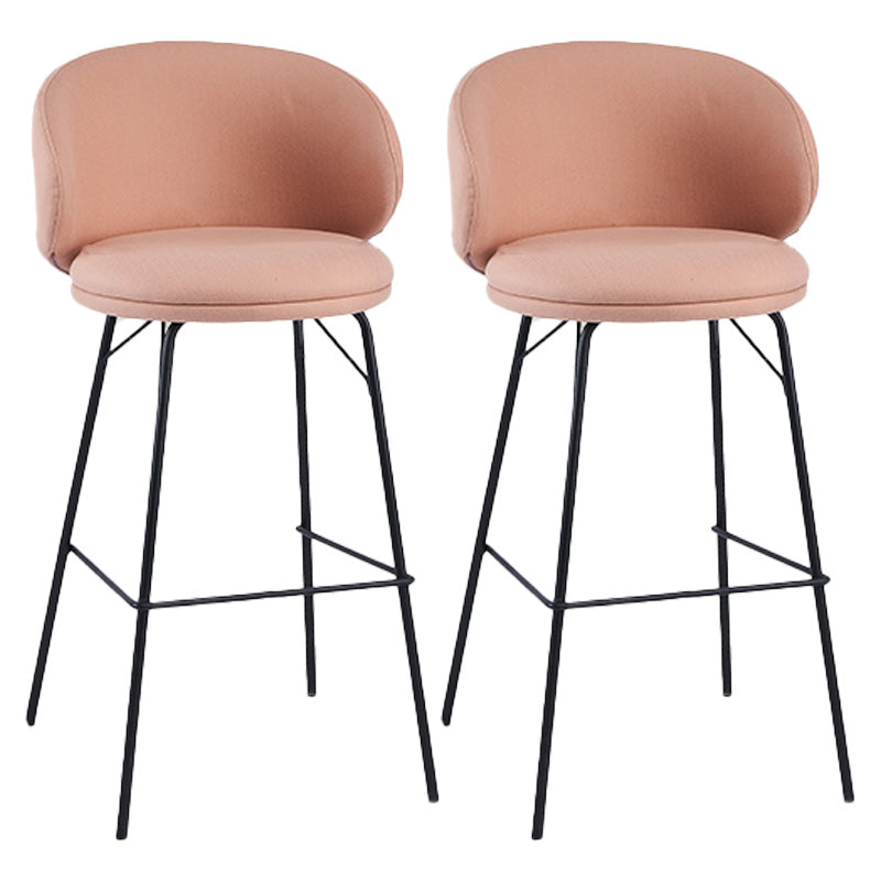 Modern Backrest Armless Counter Stool Upholstered Bar Stool with Metal 4 Legs Pink 2 Piece Set Bar Stool(30"H) Clearhalo 'Bar Furniture' 'Bar Stools' 'bar_stools' 'furn' 'furn_bar_stools' 'Furniture' 'Kitchen & Dining Furniture' 5268336