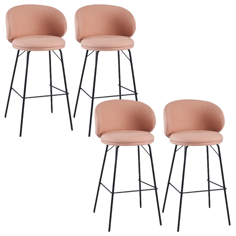 Modern Backrest Armless Counter Stool Upholstered Bar Stool with Metal 4 Legs Pink 4 Piece Set Bar Stool(30"H) Clearhalo 'Bar Furniture' 'Bar Stools' 'bar_stools' 'furn' 'furn_bar_stools' 'Furniture' 'Kitchen & Dining Furniture' 5268337