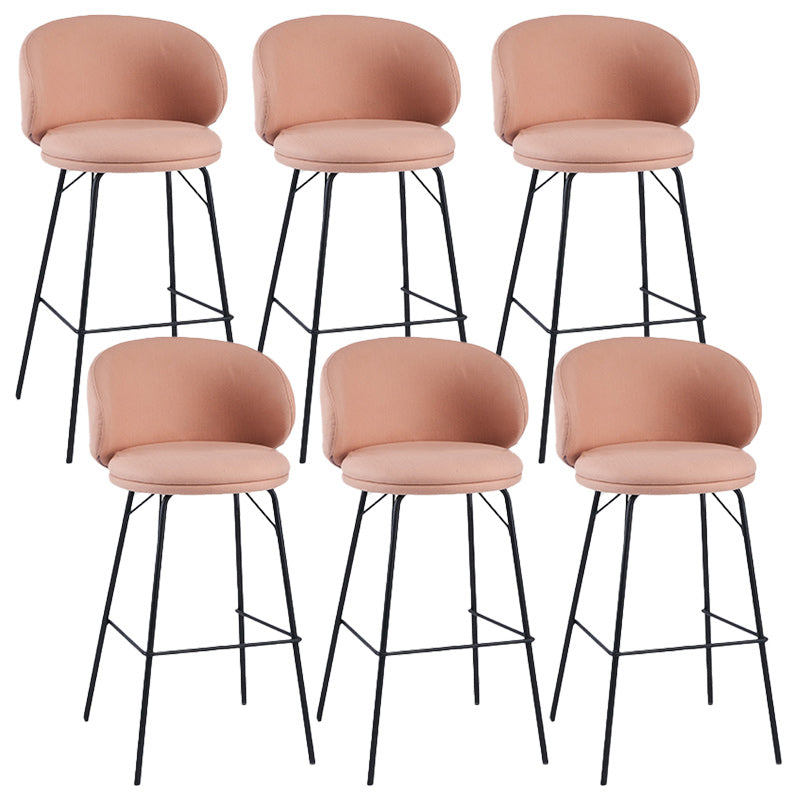 Modern Backrest Armless Counter Stool Upholstered Bar Stool with Metal 4 Legs Pink 6 Piece Set Bar Stool(30"H) Clearhalo 'Bar Furniture' 'Bar Stools' 'bar_stools' 'furn' 'furn_bar_stools' 'Furniture' 'Kitchen & Dining Furniture' 5268338