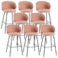 Modern Backrest Armless Counter Stool Upholstered Bar Stool with Metal 4 Legs Pink 8 Piece Set Bar Stool(30"H) Clearhalo 'Bar Furniture' 'Bar Stools' 'bar_stools' 'furn' 'furn_bar_stools' 'Furniture' 'Kitchen & Dining Furniture' 5268339