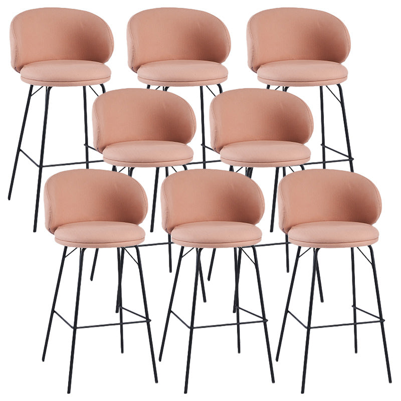 Modern Backrest Armless Counter Stool Upholstered Bar Stool with Metal 4 Legs Pink 8 Piece Set Bar Stool(30"H) Clearhalo 'Bar Furniture' 'Bar Stools' 'bar_stools' 'furn' 'furn_bar_stools' 'Furniture' 'Kitchen & Dining Furniture' 5268339