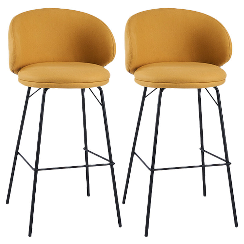 Modern Backrest Armless Counter Stool Upholstered Bar Stool with Metal 4 Legs Yellow 2 Piece Set Bar Stool(30"H) Clearhalo 'Bar Furniture' 'Bar Stools' 'bar_stools' 'furn' 'furn_bar_stools' 'Furniture' 'Kitchen & Dining Furniture' 5268340