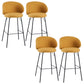 Modern Backrest Armless Counter Stool Upholstered Bar Stool with Metal 4 Legs Yellow 4 Piece Set Bar Stool(30"H) Clearhalo 'Bar Furniture' 'Bar Stools' 'bar_stools' 'furn' 'furn_bar_stools' 'Furniture' 'Kitchen & Dining Furniture' 5268341