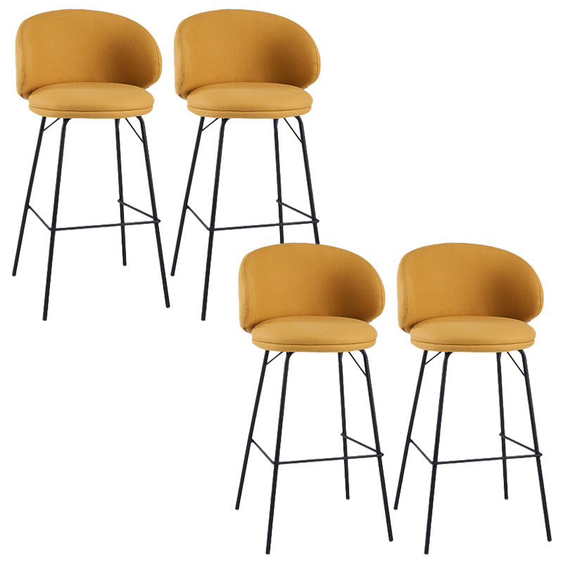 Modern Backrest Armless Counter Stool Upholstered Bar Stool with Metal 4 Legs Yellow 4 Piece Set Bar Stool(30"H) Clearhalo 'Bar Furniture' 'Bar Stools' 'bar_stools' 'furn' 'furn_bar_stools' 'Furniture' 'Kitchen & Dining Furniture' 5268341