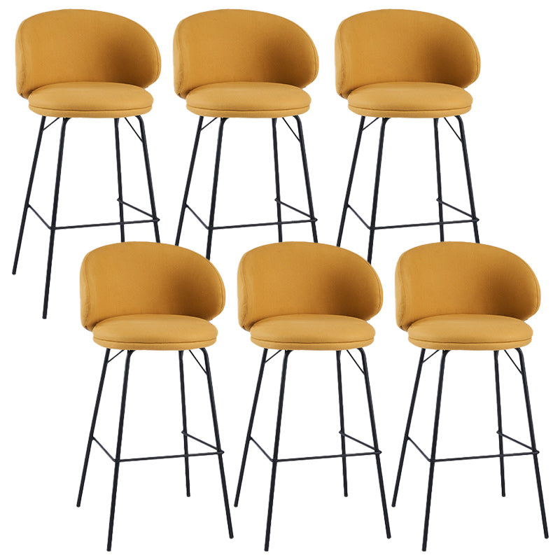 Modern Backrest Armless Counter Stool Upholstered Bar Stool with Metal 4 Legs Yellow 6 Piece Set Bar Stool(30"H) Clearhalo 'Bar Furniture' 'Bar Stools' 'bar_stools' 'furn' 'furn_bar_stools' 'Furniture' 'Kitchen & Dining Furniture' 5268342