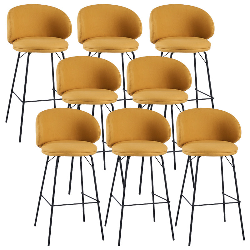 Modern Backrest Armless Counter Stool Upholstered Bar Stool with Metal 4 Legs Yellow 8 Piece Set Bar Stool(30"H) Clearhalo 'Bar Furniture' 'Bar Stools' 'bar_stools' 'furn' 'furn_bar_stools' 'Furniture' 'Kitchen & Dining Furniture' 5268343