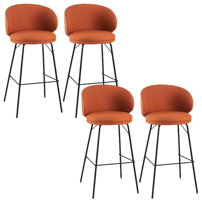 Modern Backrest Armless Counter Stool Upholstered Bar Stool with Metal 4 Legs Orange 4 Piece Set Bar Stool(30"H) Clearhalo 'Bar Furniture' 'Bar Stools' 'bar_stools' 'furn' 'furn_bar_stools' 'Furniture' 'Kitchen & Dining Furniture' 5268345