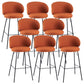 Modern Backrest Armless Counter Stool Upholstered Bar Stool with Metal 4 Legs Orange 8 Piece Set Bar Stool(30"H) Clearhalo 'Bar Furniture' 'Bar Stools' 'bar_stools' 'furn' 'furn_bar_stools' 'Furniture' 'Kitchen & Dining Furniture' 5268347