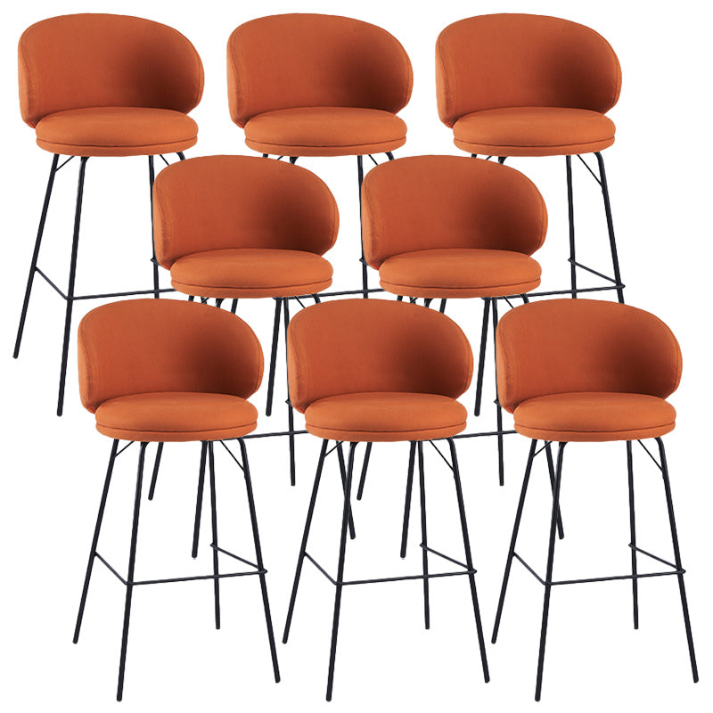 Modern Backrest Armless Counter Stool Upholstered Bar Stool with Metal 4 Legs Orange 8 Piece Set Bar Stool(30"H) Clearhalo 'Bar Furniture' 'Bar Stools' 'bar_stools' 'furn' 'furn_bar_stools' 'Furniture' 'Kitchen & Dining Furniture' 5268347