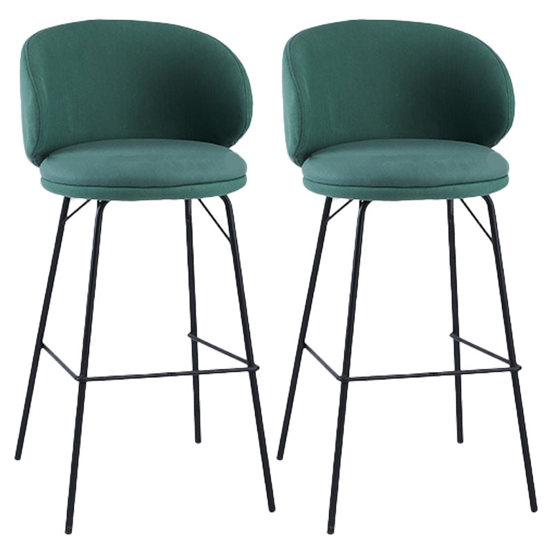 Modern Backrest Armless Counter Stool Upholstered Bar Stool with Metal 4 Legs Green 2 Piece Set Bar Stool(30"H) Clearhalo 'Bar Furniture' 'Bar Stools' 'bar_stools' 'furn' 'furn_bar_stools' 'Furniture' 'Kitchen & Dining Furniture' 5268348