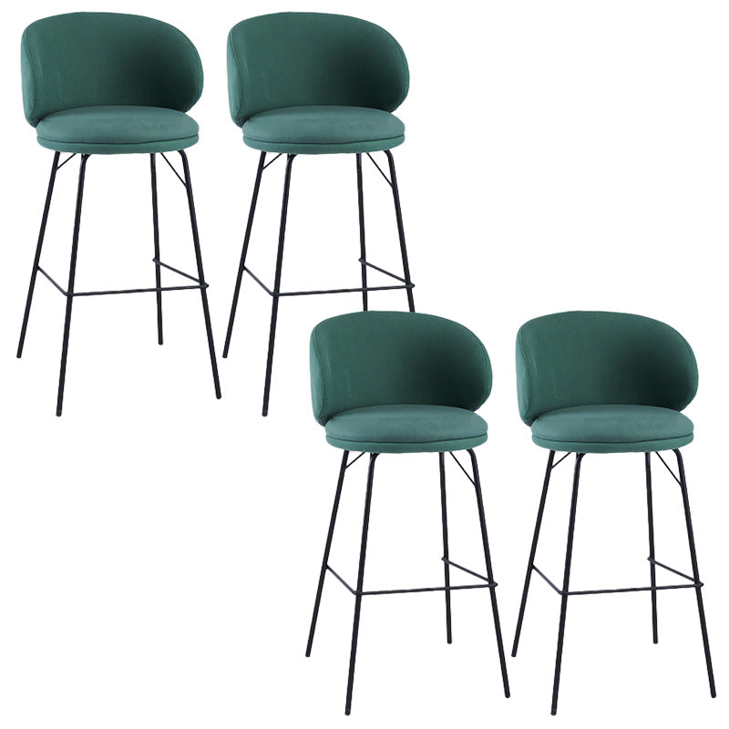 Modern Backrest Armless Counter Stool Upholstered Bar Stool with Metal 4 Legs Green 4 Piece Set Bar Stool(30"H) Clearhalo 'Bar Furniture' 'Bar Stools' 'bar_stools' 'furn' 'furn_bar_stools' 'Furniture' 'Kitchen & Dining Furniture' 5268349
