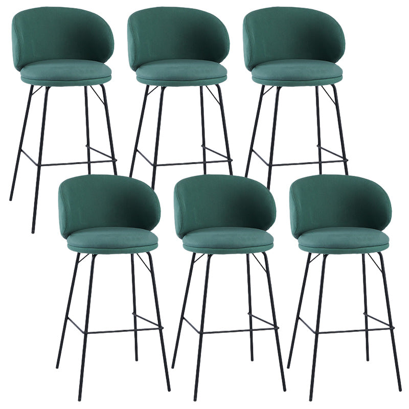 Modern Backrest Armless Counter Stool Upholstered Bar Stool with Metal 4 Legs Green 6 Piece Set Bar Stool(30"H) Clearhalo 'Bar Furniture' 'Bar Stools' 'bar_stools' 'furn' 'furn_bar_stools' 'Furniture' 'Kitchen & Dining Furniture' 5268350