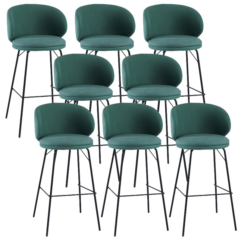 Modern Backrest Armless Counter Stool Upholstered Bar Stool with Metal 4 Legs Green 8 Piece Set Bar Stool(30"H) Clearhalo 'Bar Furniture' 'Bar Stools' 'bar_stools' 'furn' 'furn_bar_stools' 'Furniture' 'Kitchen & Dining Furniture' 5268351