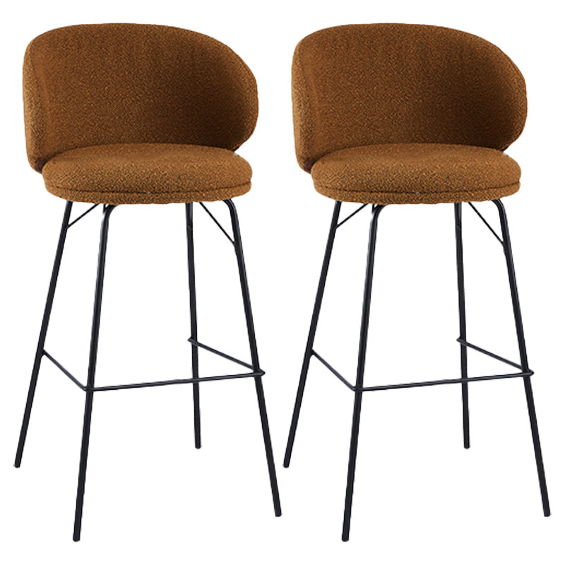Modern Backrest Armless Counter Stool Upholstered Bar Stool with Metal 4 Legs Brown 2 Piece Set Bar Stool(30"H) Clearhalo 'Bar Furniture' 'Bar Stools' 'bar_stools' 'furn' 'furn_bar_stools' 'Furniture' 'Kitchen & Dining Furniture' 5268352
