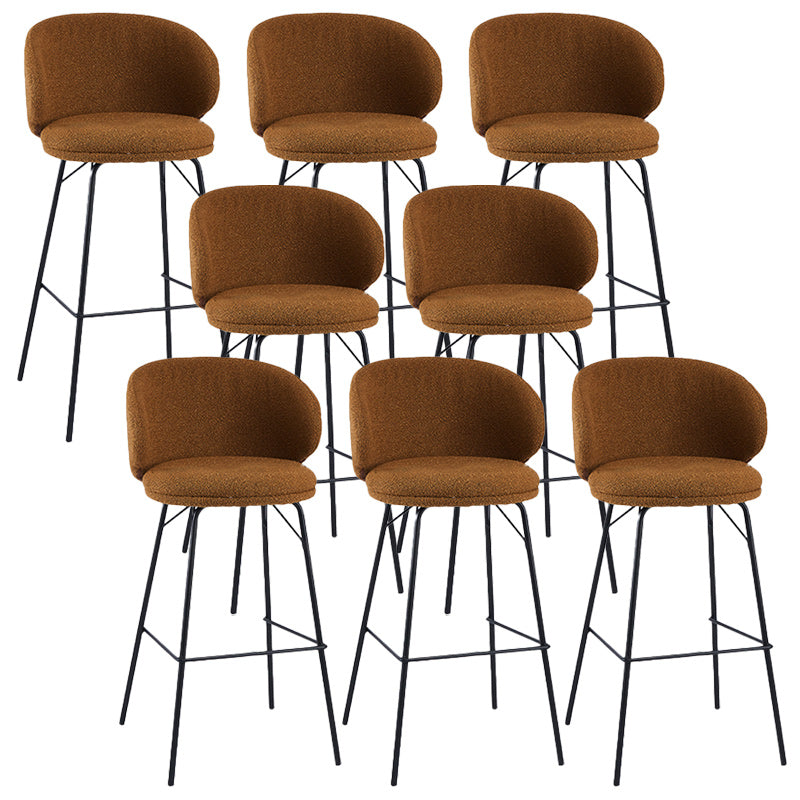 Modern Backrest Armless Counter Stool Upholstered Bar Stool with Metal 4 Legs Brown 8 Piece Set Bar Stool(30"H) Clearhalo 'Bar Furniture' 'Bar Stools' 'bar_stools' 'furn' 'furn_bar_stools' 'Furniture' 'Kitchen & Dining Furniture' 5268355