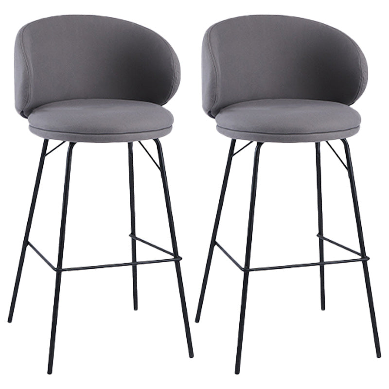 Modern Backrest Armless Counter Stool Upholstered Bar Stool with Metal 4 Legs Dark Gray 2 Piece Set Bar Stool(30"H) Clearhalo 'Bar Furniture' 'Bar Stools' 'bar_stools' 'furn' 'furn_bar_stools' 'Furniture' 'Kitchen & Dining Furniture' 5268356