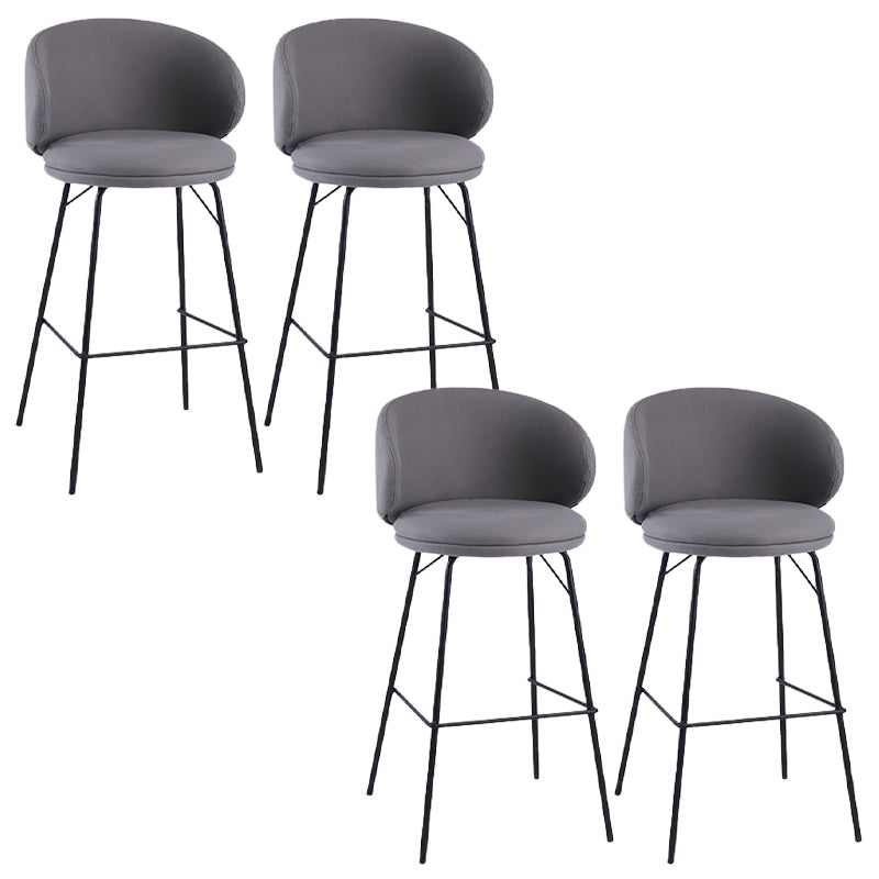 Modern Backrest Armless Counter Stool Upholstered Bar Stool with Metal 4 Legs Dark Gray 4 Piece Set Bar Stool(30"H) Clearhalo 'Bar Furniture' 'Bar Stools' 'bar_stools' 'furn' 'furn_bar_stools' 'Furniture' 'Kitchen & Dining Furniture' 5268357
