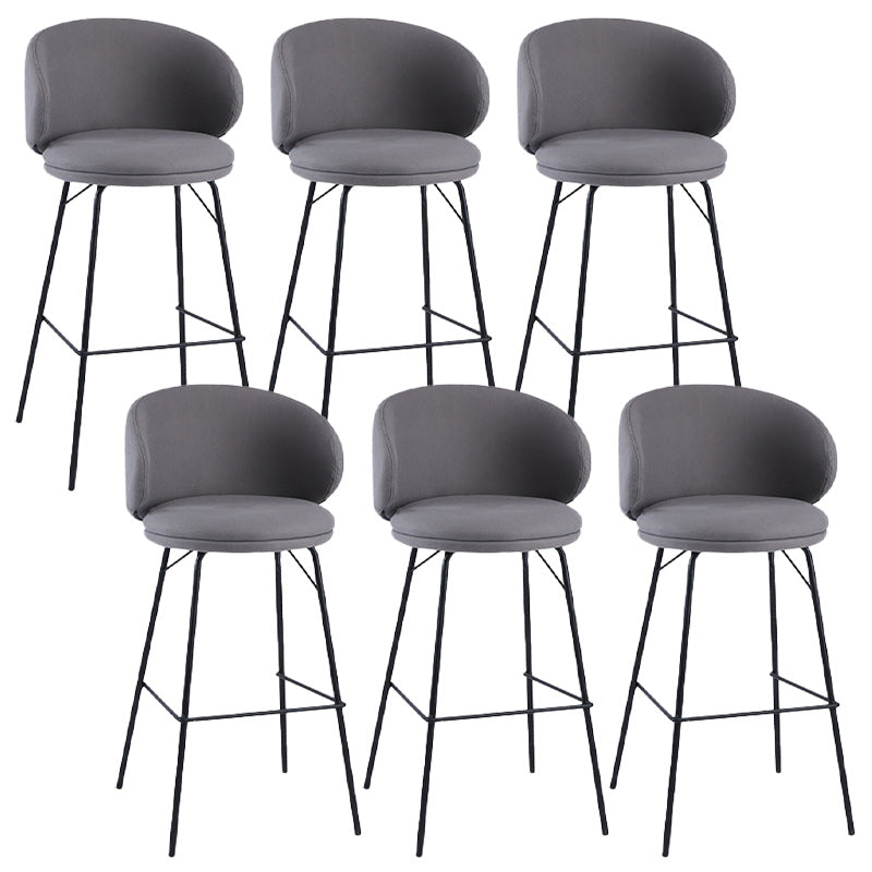 Modern Backrest Armless Counter Stool Upholstered Bar Stool with Metal 4 Legs Dark Gray 6 Piece Set Bar Stool(30"H) Clearhalo 'Bar Furniture' 'Bar Stools' 'bar_stools' 'furn' 'furn_bar_stools' 'Furniture' 'Kitchen & Dining Furniture' 5268358
