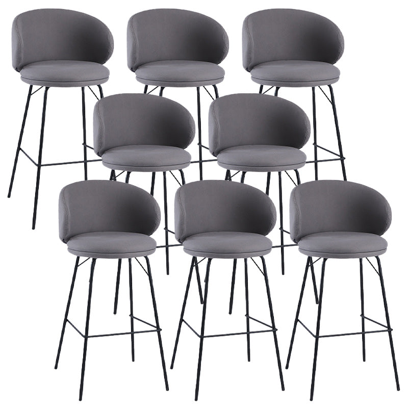 Modern Backrest Armless Counter Stool Upholstered Bar Stool with Metal 4 Legs Dark Gray 8 Piece Set Bar Stool(30"H) Clearhalo 'Bar Furniture' 'Bar Stools' 'bar_stools' 'furn' 'furn_bar_stools' 'Furniture' 'Kitchen & Dining Furniture' 5268359