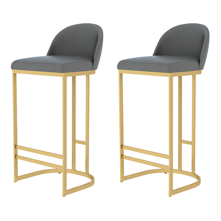 Scandinavian Bar and Counter Stool Low Back Stool with Gold Pedestal Base 2 Piece Set Clearhalo 'Bar Furniture' 'Bar Stools' 'bar_stools' 'furn' 'furn_bar_stools' 'Furniture' 'Kitchen & Dining Furniture' 5268395