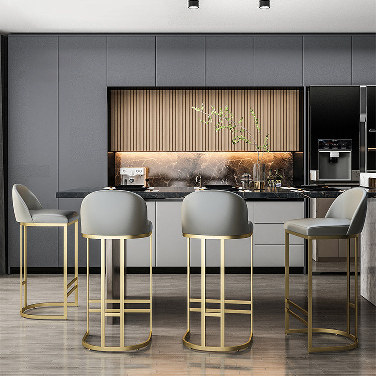 Scandinavian Bar and Counter Stool Low Back Stool with Gold Pedestal Base Clearhalo 'Bar Furniture' 'Bar Stools' 'bar_stools' 'furn' 'furn_bar_stools' 'Furniture' 'Kitchen & Dining Furniture' 5268401