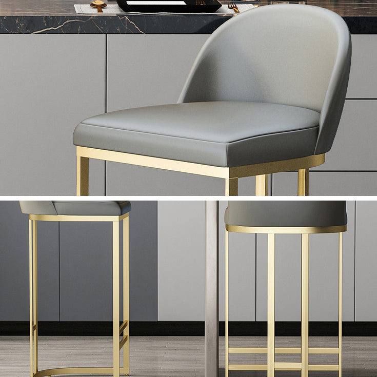 Scandinavian Bar and Counter Stool Low Back Stool with Gold Pedestal Base Clearhalo 'Bar Furniture' 'Bar Stools' 'bar_stools' 'furn' 'furn_bar_stools' 'Furniture' 'Kitchen & Dining Furniture' 5268403