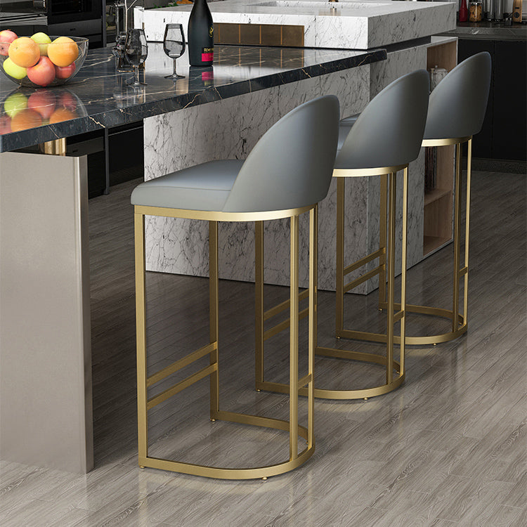 Scandinavian Bar and Counter Stool Low Back Stool with Gold Pedestal Base Clearhalo 'Bar Furniture' 'Bar Stools' 'bar_stools' 'furn' 'furn_bar_stools' 'Furniture' 'Kitchen & Dining Furniture' 5268405