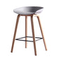Contemporary Bar Stool Plastic Counter Bar Stool with Wooden Legs