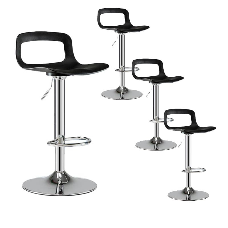 Modern Adjustable Height Bar-stool Metal Counter Bar Stool for Home Black-Silver 4 Piece Set Clearhalo 'Bar Furniture' 'Bar Stools' 'bar_stools' 'furn' 'furn_bar_stools' 'Furniture' 'Kitchen & Dining Furniture' 5268456