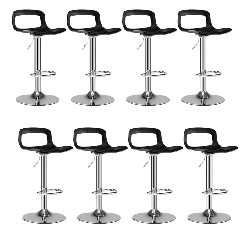 Modern Adjustable Height Bar-stool Metal Counter Bar Stool for Home Black-Silver 8 Piece Set Clearhalo 'Bar Furniture' 'Bar Stools' 'bar_stools' 'furn' 'furn_bar_stools' 'Furniture' 'Kitchen & Dining Furniture' 5268459