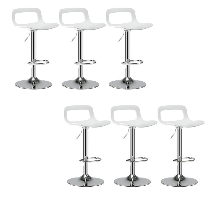 Modern Adjustable Height Bar-stool Metal Counter Bar Stool for Home White-Silver 6 Piece Set Clearhalo 'Bar Furniture' 'Bar Stools' 'bar_stools' 'furn' 'furn_bar_stools' 'Furniture' 'Kitchen & Dining Furniture' 5268481