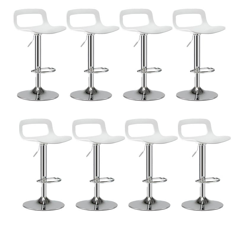 Modern Adjustable Height Bar-stool Metal Counter Bar Stool for Home White-Silver 8 Piece Set Clearhalo 'Bar Furniture' 'Bar Stools' 'bar_stools' 'furn' 'furn_bar_stools' 'Furniture' 'Kitchen & Dining Furniture' 5268483