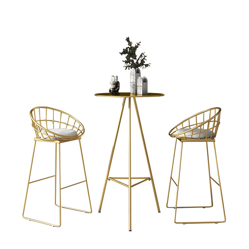 1/3/4 Pièces Industrial Round Bar Table Set Gold Iron Bistro Set avec repose-pied