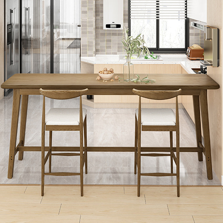 Luxury Rectangle Solid Wood Bar Table Set 1/3/4 Pieces Counter Table with Armless Stools