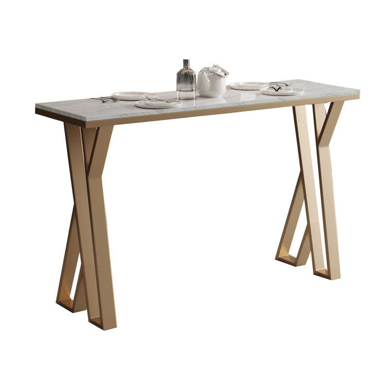Glam 1/2/5 Pieces Sintered Stone Bar Table Set Rectangular Counter Set for Home Use White 71"L x 18"W Clearhalo 'Bar Furniture' 'furn' 'furn_home_bar_bar_sets' 'Furniture' 'Home Bars & Bar Sets' 'home_bar_bar_sets' 'Kitchen & Dining Furniture' 5268566