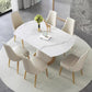 Scandinavian Round Dining Table Furniture 1/4/5/6/7 Pieces Leather Dining Room Chair Set 7 Pieces: Table, 6 Chairs Clearhalo 'Dining Room Sets' 'Dining Tables & Seating' 'dining_room_set' 'furn' 'furn_dining_room_set' 'Furniture' 'Kitchen & Dining Furniture' 5268588