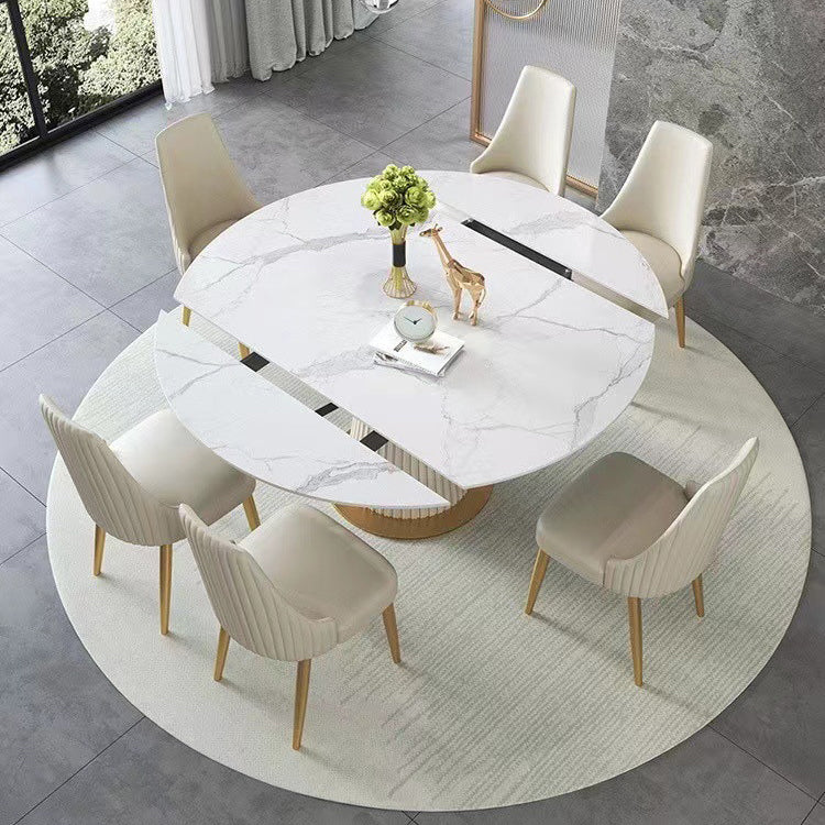 Scandinavian Round Dining Table Furniture 1/4/5/6/7 Pieces Leather Dining Room Chair Set Clearhalo 'Dining Room Sets' 'Dining Tables & Seating' 'dining_room_set' 'furn' 'furn_dining_room_set' 'Furniture' 'Kitchen & Dining Furniture' 5268597