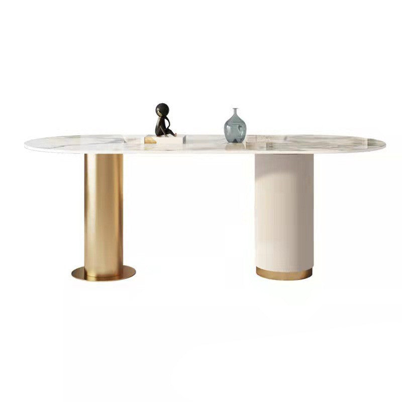Set tavolo da pranzo ovale in pietra sinterizzata Nordic Glam Set da pranzo da 1/4/5/7 pezzi