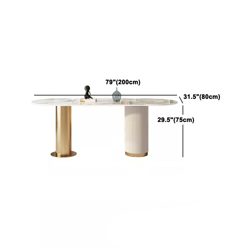 Set tavolo da pranzo ovale in pietra sinterizzata Nordic Glam Set da pranzo da 1/4/5/7 pezzi