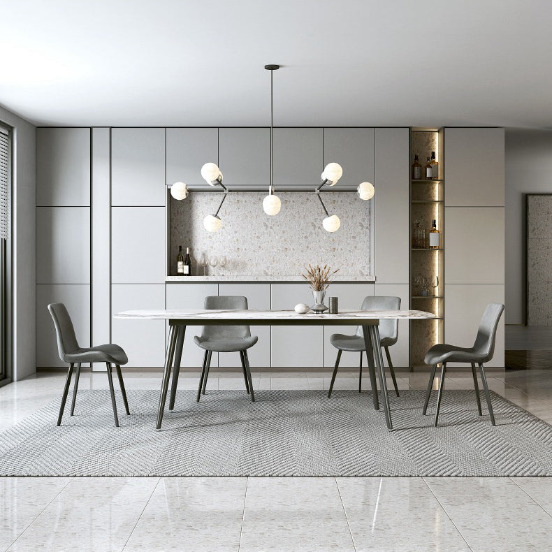 Modern Sintered Stone Dining Rectangle Table Set 1/4/5/7 Pieces Dining Set 5 Pieces: Table, 4 Chairs Clearhalo 'Dining Room Sets' 'Dining Tables & Seating' 'dining_room_set' 'furn' 'furn_dining_room_set' 'Furniture' 'Kitchen & Dining Furniture' 5268622