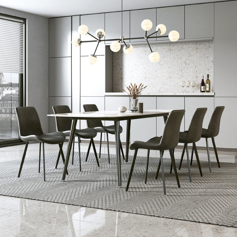 Modern Sintered Stone Dining Rectangle Table Set 1/4/5/7 Pieces Dining Set Clearhalo 'Dining Room Sets' 'Dining Tables & Seating' 'dining_room_set' 'furn' 'furn_dining_room_set' 'Furniture' 'Kitchen & Dining Furniture' 5268623
