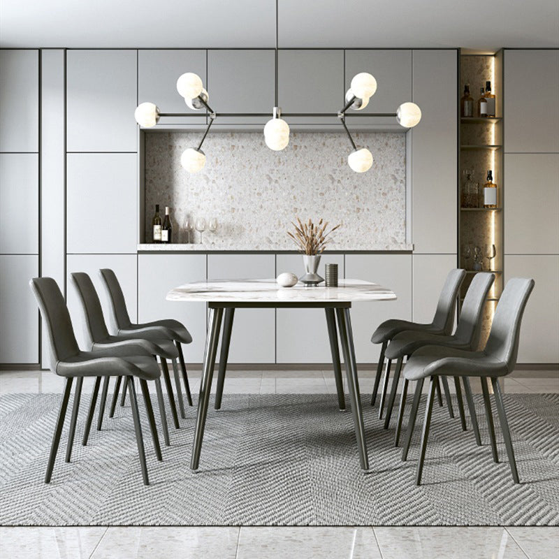 Modern Sintered Stone Dining Rectangle Table Set 1/4/5/7 Pieces Dining Set Clearhalo 'Dining Room Sets' 'Dining Tables & Seating' 'dining_room_set' 'furn' 'furn_dining_room_set' 'Furniture' 'Kitchen & Dining Furniture' 5268625