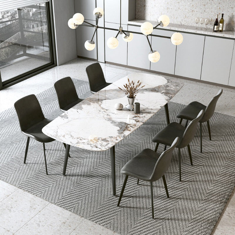 Modern Sintered Stone Dining Rectangle Table Set 1/4/5/7 Pieces Dining Set Clearhalo 'Dining Room Sets' 'Dining Tables & Seating' 'dining_room_set' 'furn' 'furn_dining_room_set' 'Furniture' 'Kitchen & Dining Furniture' 5268627
