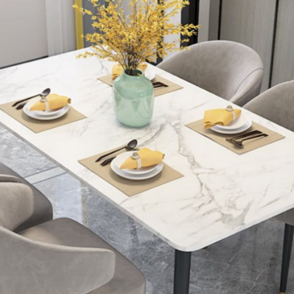 Modern Dinette Set 1/4/5 Pieces Rectangle White Marble Dining Table Set Clearhalo 'Dining Room Sets' 'Dining Tables & Seating' 'dining_room_set' 'furn' 'furn_dining_room_set' 'Furniture' 'Kitchen & Dining Furniture' 5268698