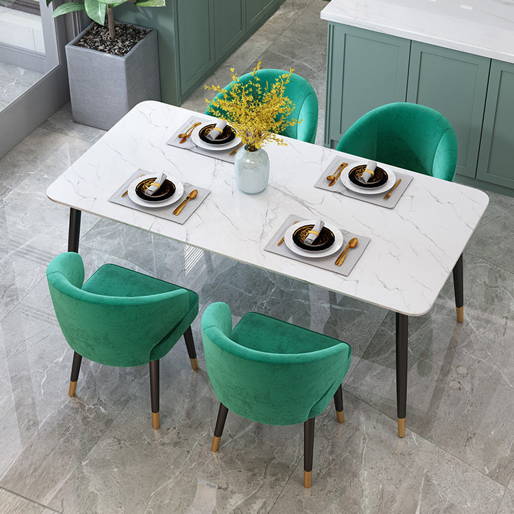 Modern Dinette Set 1/4/5 Pieces Rectangle White Marble Dining Table Set Clearhalo 'Dining Room Sets' 'Dining Tables & Seating' 'dining_room_set' 'furn' 'furn_dining_room_set' 'Furniture' 'Kitchen & Dining Furniture' 5268702