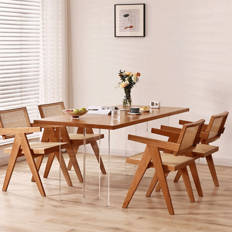 Minimalist Solid Wood Dining Set 1/2/4/5 Pieces Rectangular Dining Furniture Set 5 Pieces: Table, 4 Chairs Clearhalo 'Dining Room Sets' 'Dining Tables & Seating' 'dining_room_set' 'furn' 'furn_dining_room_set' 'Furniture' 'Kitchen & Dining Furniture' 5268780