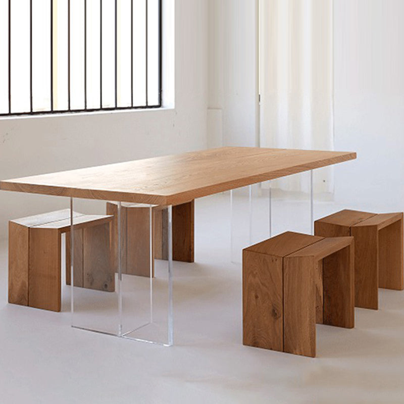 Minimalist Solid Wood Dining Set 1/2/4/5 Pieces Rectangular Dining Furniture Set 5 Pieces: Table, 4 Stools Clearhalo 'Dining Room Sets' 'Dining Tables & Seating' 'dining_room_set' 'furn' 'furn_dining_room_set' 'Furniture' 'Kitchen & Dining Furniture' 5268781