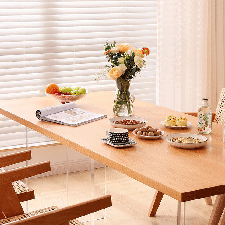 Minimalist Solid Wood Dining Set 1/2/4/5 Pieces Rectangular Dining Furniture Set Clearhalo 'Dining Room Sets' 'Dining Tables & Seating' 'dining_room_set' 'furn' 'furn_dining_room_set' 'Furniture' 'Kitchen & Dining Furniture' 5268792