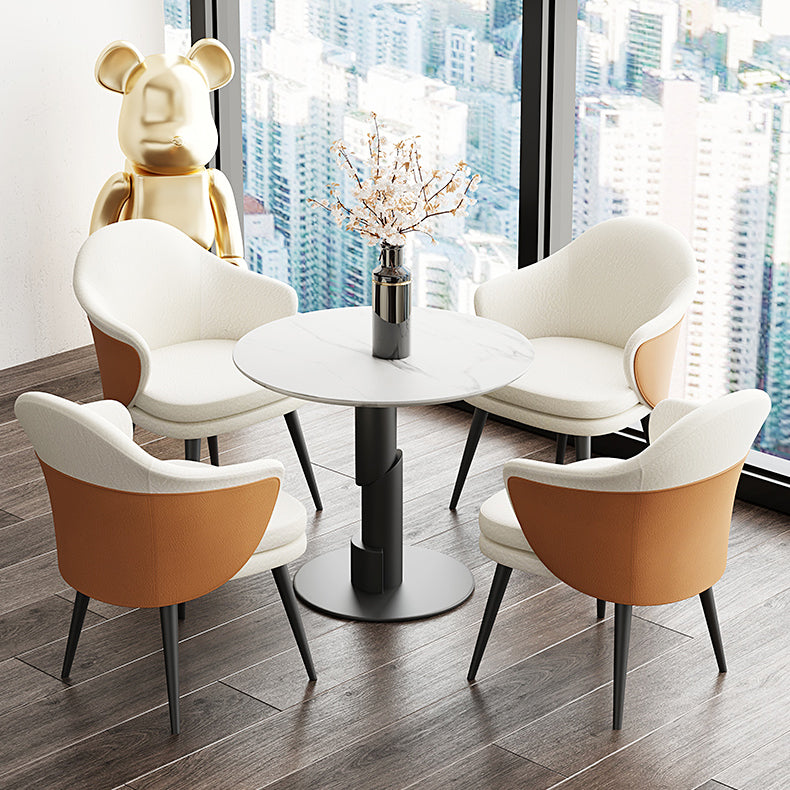 Modern Style Round Dining Table Sintered Stone Table with Tulip Base Pedestal Black 31.5"L x 31.5"W x 29.5"H Clearhalo 'Dining Tables & Seating' 'Dining Tables' 'dining_table' 'furn' 'furn_dining_table' 'Furniture' 'Kitchen & Dining Furniture' 5268853